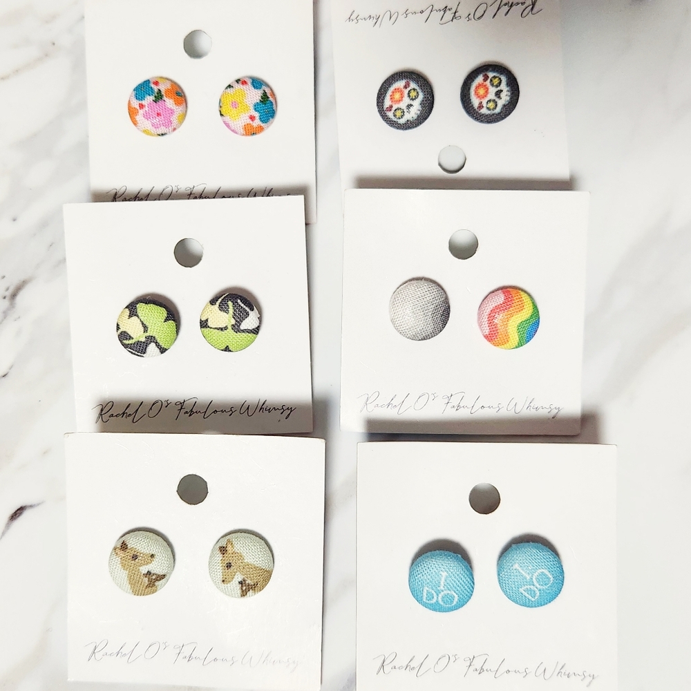 Destash! 6 Pairs Of Custom Cloth Earrings Nickel-free